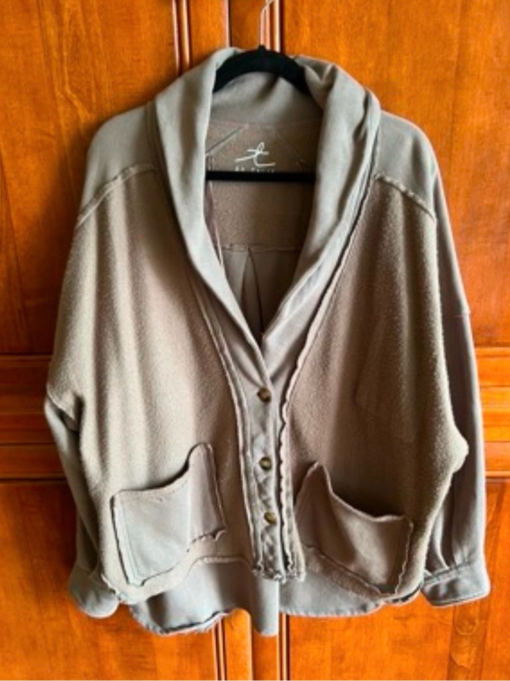 Brown reverse Shacket sweater
